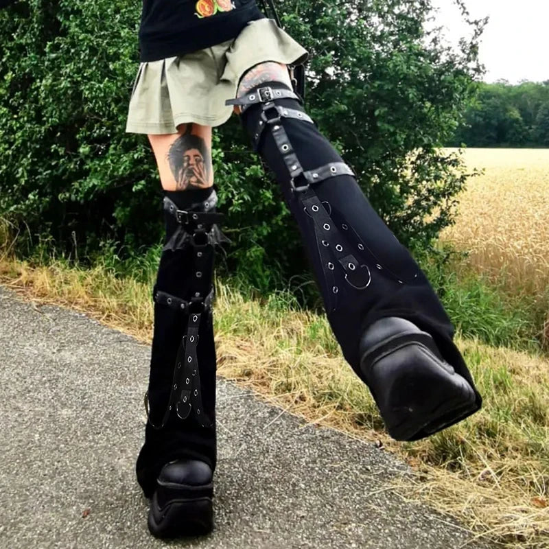 "BATTLECAGE" | KNEEHIGH STRAPPED LEG WARMERS