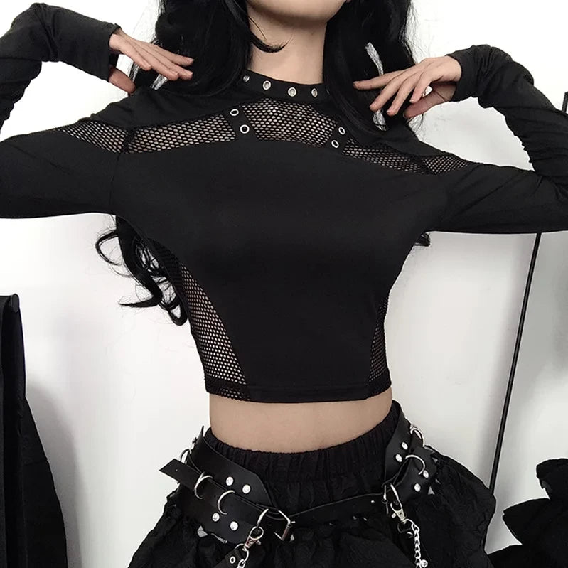 "PASSION" | HOLLOW OUT LONGSLEEVE CROP TOP